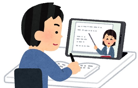 450オンライン授業を受ける学生のイラスト（男性）.jpg